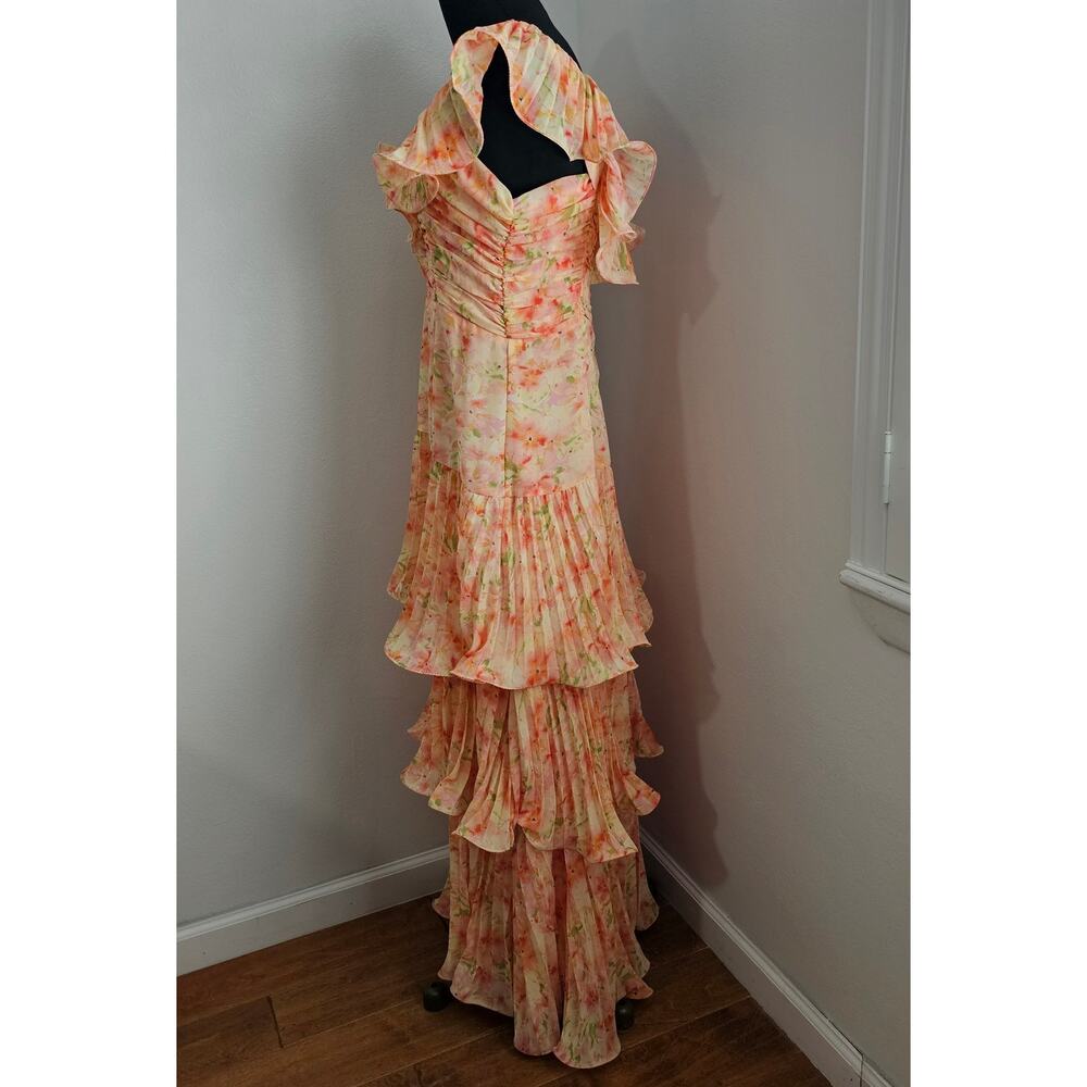 MINT ASTR The Label Wilder Pleated Tiered Maxi Party Wedding Dress Gown L - Picture 7 of 15